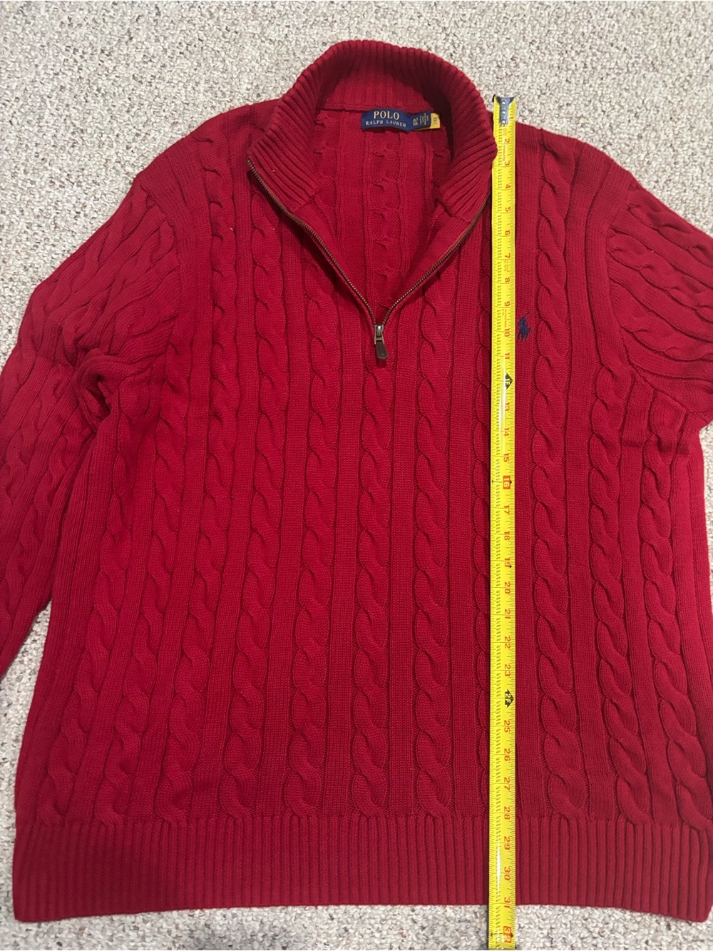 Polo by Ralph Lauren Red Cable Half-Zip Sweater